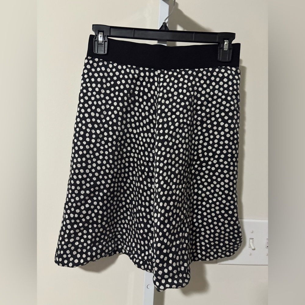 Kate Spade New York silk black and white polka dot A-line flip skirt - Picture 2 of 4